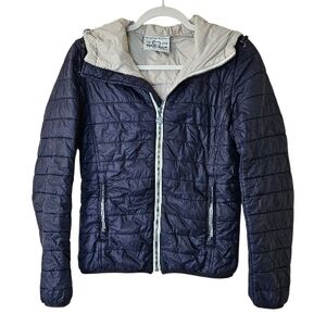 Woolrich Penn-rich Hooded Full Zip Lightweight Puffer Style Jacket Navy  M